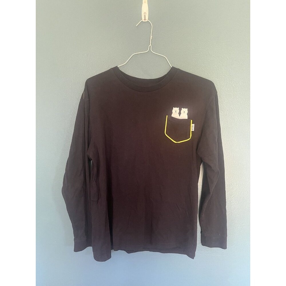 Teddy Fresh Two Teds Black Yellow Long Sleeve T-Shirt Size Large. Small Defect.